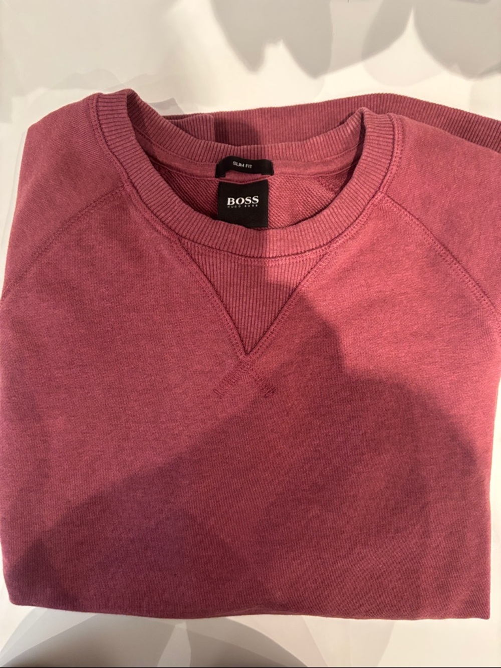 BOSS Men's Slim Crewneck Sweatshirt in Dusty Rose